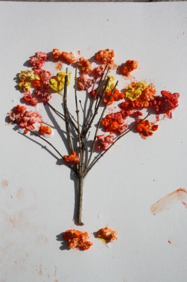 popcorn trees with tempera paint powder