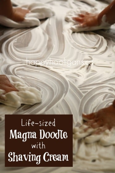 life size magna doodle - shaving cream on a table top