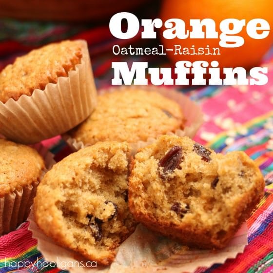 Orange Oatmeal Raisin muffin recipe - square image