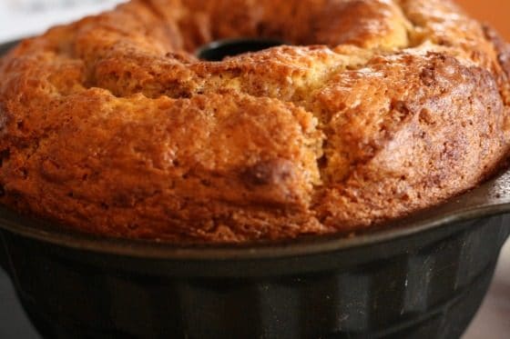 baked coffee cake in bundt pan 