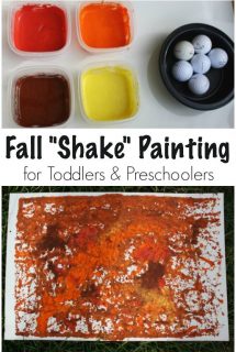Fall Art Activity for Toddlers - Shake Painting with Golf Balls - Happy Hooligans