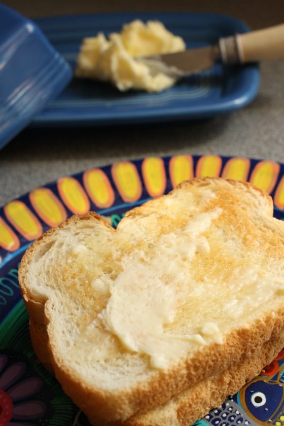 toast with homemade butter made from cream 