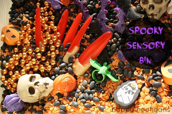 A spooky sensory bin - happy hooligans