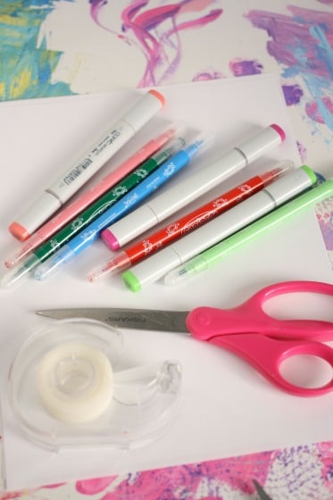 paper, markers, scissors, tape