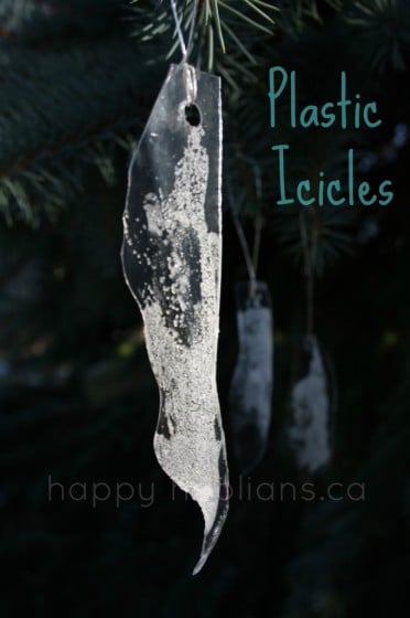 Plastic Icicle Ornaments for kids to make out of empty plastic containers