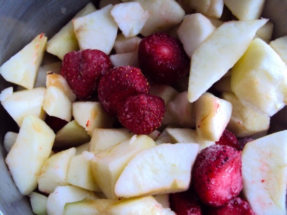 chopped apples and strawberries