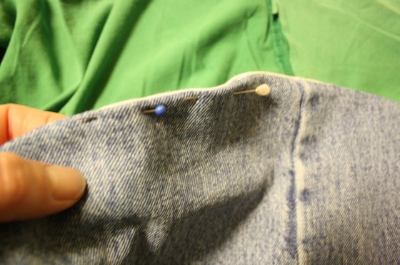 sewing a bib from old jeans