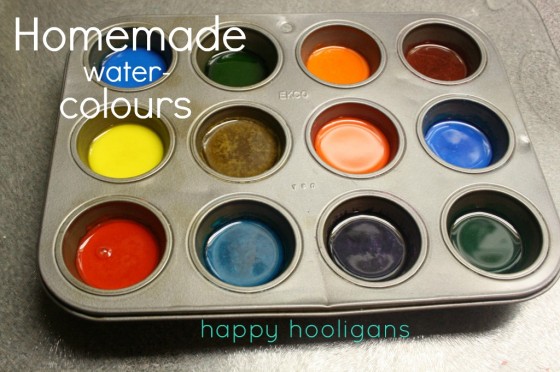 homemade water colour paints with baking soda and corn syrup