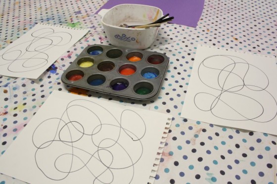 Homemade Doodle Arts set up for toddlers