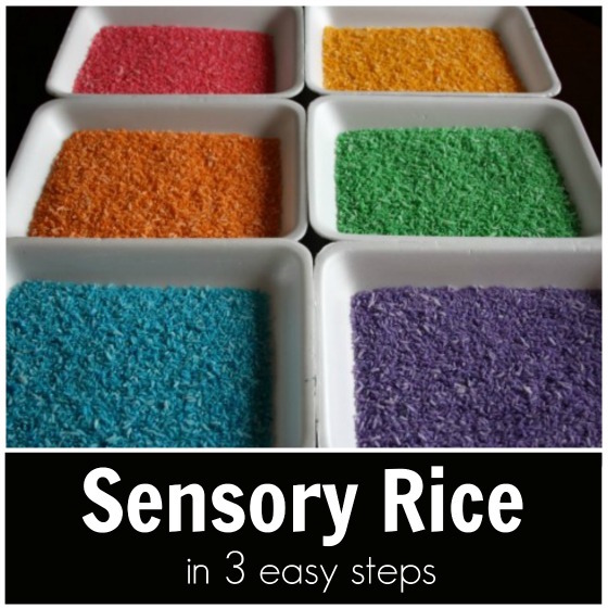 sensory rice - how to dye rice in 3 easy steps