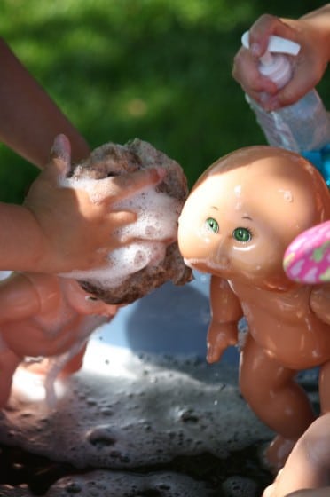 Girls Doll Bath Play Tub Pretend Play Potty Bottle Baby Doll Toy 
