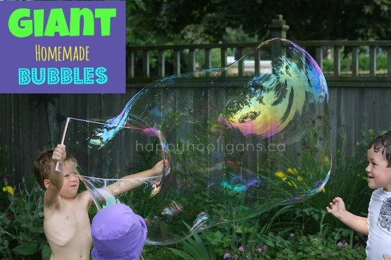 Giant Homemade Bubbles Recipe - Happy Hooligans 