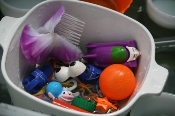 Bowl of small toys and trinkets