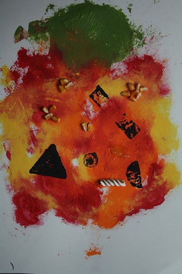 painted pumpkin made by preschooler