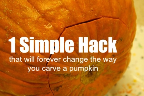 close up of pumpkin with text "Simple pumpkin hack"