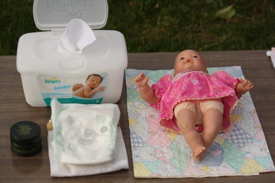 Pretend Diapers and homemade pretend wipes for play 
