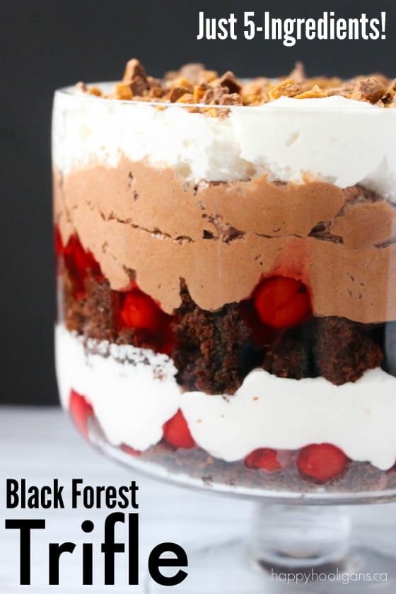 5-Ingredient Black Forest Trifle with Brownies and Cherry Pie Filling  