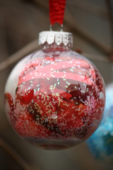 red clear glass ornament 