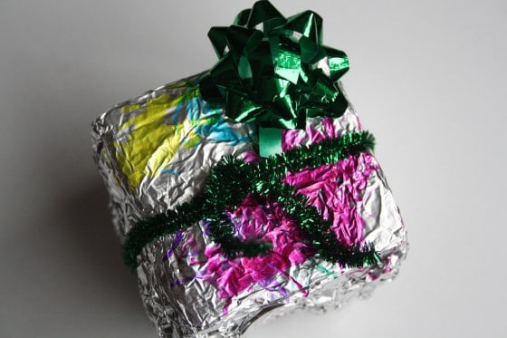foil wrapped ornament - green bow