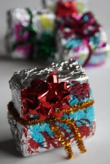 foil wrapped ornaments - happy hooligans