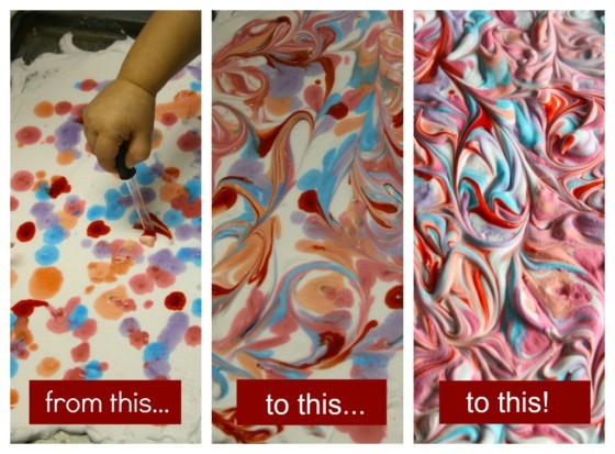 collage - shaving cream and food colouring