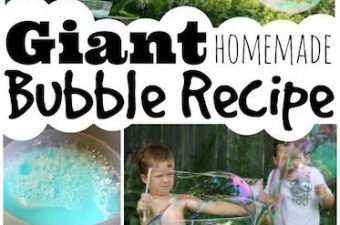 Giant Homemade Bubble Recipe with 5 Kitchen Ingredients for the biggest bubbles EVER - Happy Hooligans