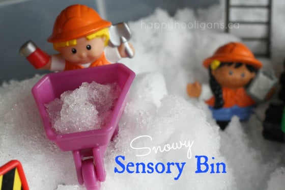 snow sensory bin 