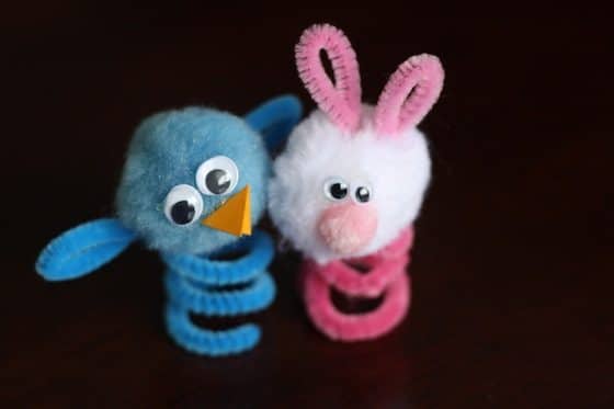 Easter finger puppets - blue bird and pink bunny