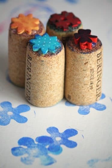 homemade stampers with wine corks