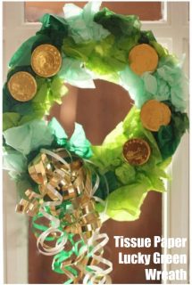 Lucky Green Tissue Paper Wreath for St. Patrick's Day craft