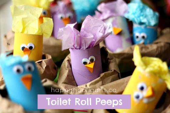 Easy Easter Craft for Kids: Toilet Roll Chicks in Paper Bag Nests