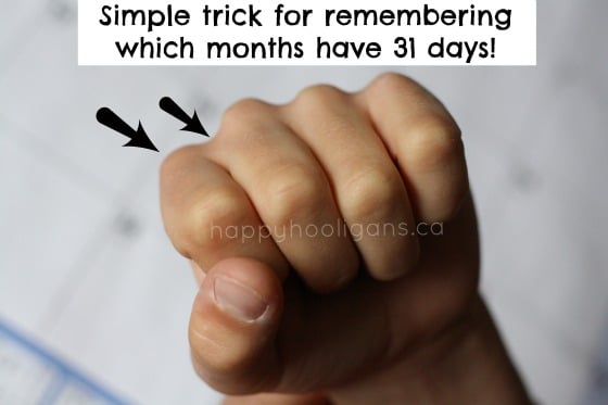 easy Trick to remember how many days in a month