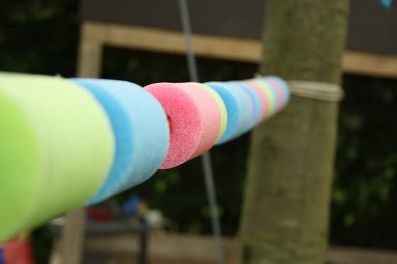 pool noodle pieces threaded on rope