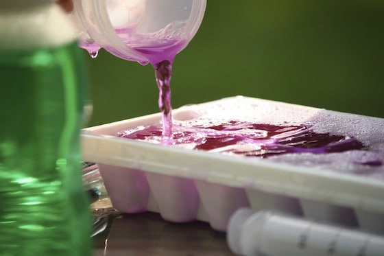 pouring purple water