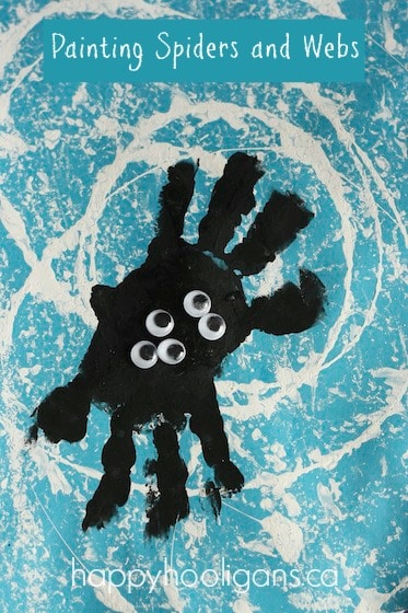 Spider handprint craft for halloween for toddlers 