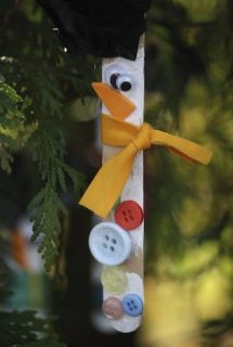 Craft Stick Snowman Ornament