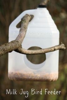 Milk Jug Bird Feeder made from plastic container