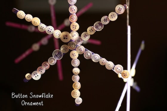 finished craft stick button snowflake ornaments