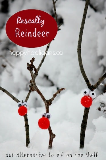 rascally reindeer - twig reindeer ornaments - an alternative to elf on the shelf