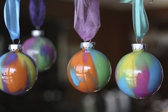 set of 4 painted clear plastic ornaments