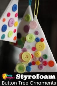 Styrofoam and Button Christmas Tree Ornaments for Toddlers and Preschoolers