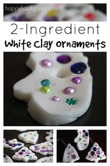 white clay ornaments with baking soda, corn starch and water