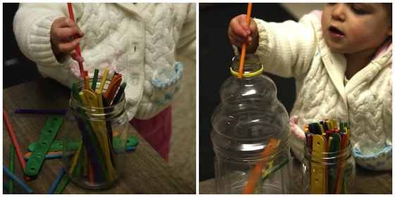 craft stick fine motor activity for babies and toddlers