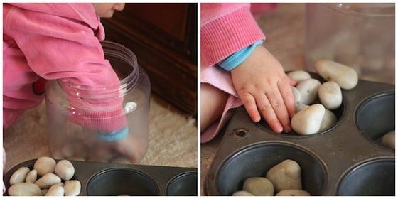 rock sorting fine motor activity for babies and toddlers