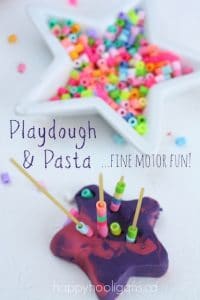 Fine Motor Development - play dough and pasta activity