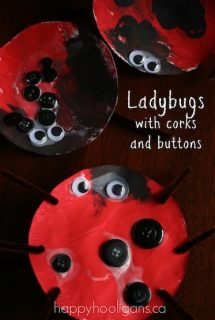 lady bug craft with corks and buttons