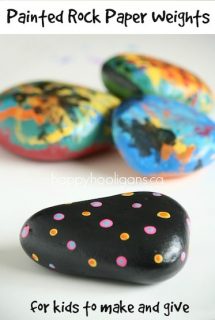 painted rock paper weights