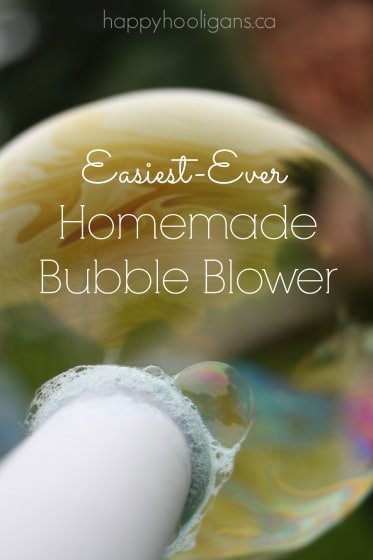 homemade bubble blower with cardboard roll