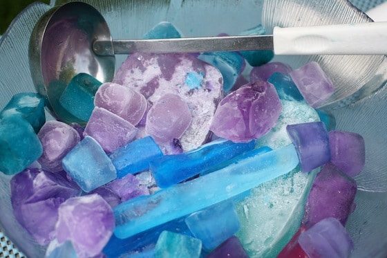 Blue and Purple frozen ice cubes