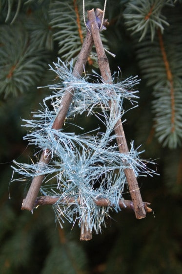 Wool-wrapped twig christmas ornaments